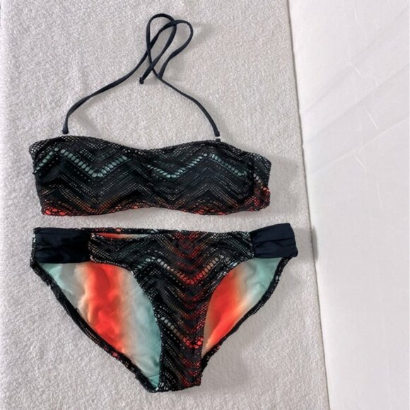 5/$25 Black Mesh and Multicolor Bikini Set M - Picture 1 of 12